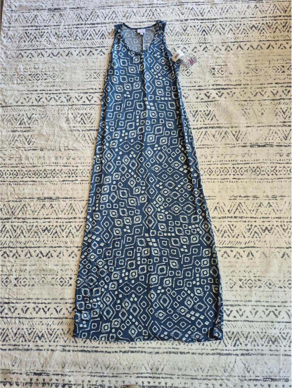 LuLaRoe Blue Geometric Pattern Maxi Dress Medium